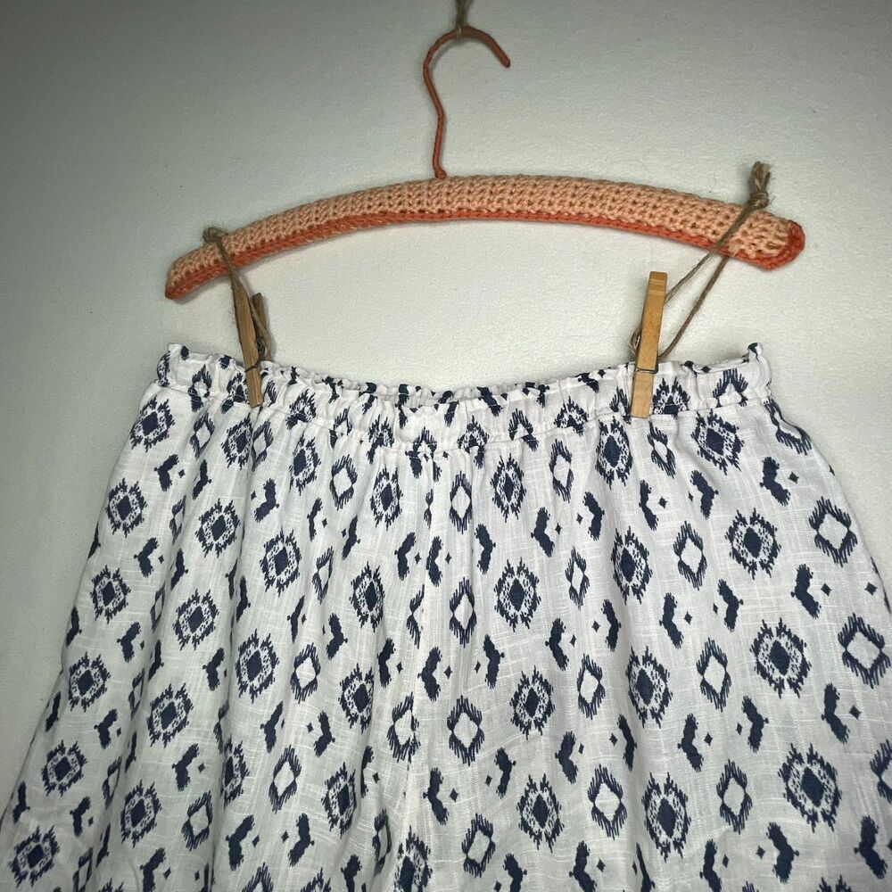 Splendid Collection Women's Ivory Navy Drawstring Shorts Linen Viscose Blend Med - Picture 10 of 10